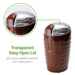 Coffee Makers Ovente 2.5 Oz. Brown One-Touch Electric Coffee Grinder With Transparent Easy Open Lid And Stainless Steel Blades 18 Coffee Makers Ovente 2.5 Oz. Brown One-Touch Electric Coffee Grinder With Transparent Easy Open Lid And Stainless Steel Blades -Costway Shop brown ovente coffee grinders cg225br 44 1000