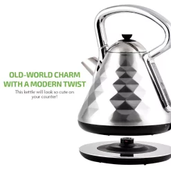 Electric Kettles Ovente 7.1-Cup Silver Electric Kettle With Boil-Dry Protection And Auto Shut-Off, Cleo Collection (KS755BR) 14 Electric Kettles Ovente 7.1-Cup Silver Electric Kettle With Boil-Dry Protection And Auto Shut-Off, Cleo Collection (KS755BR) -Costway Shop brushed ovente electric kettles ks755br 4f 1000