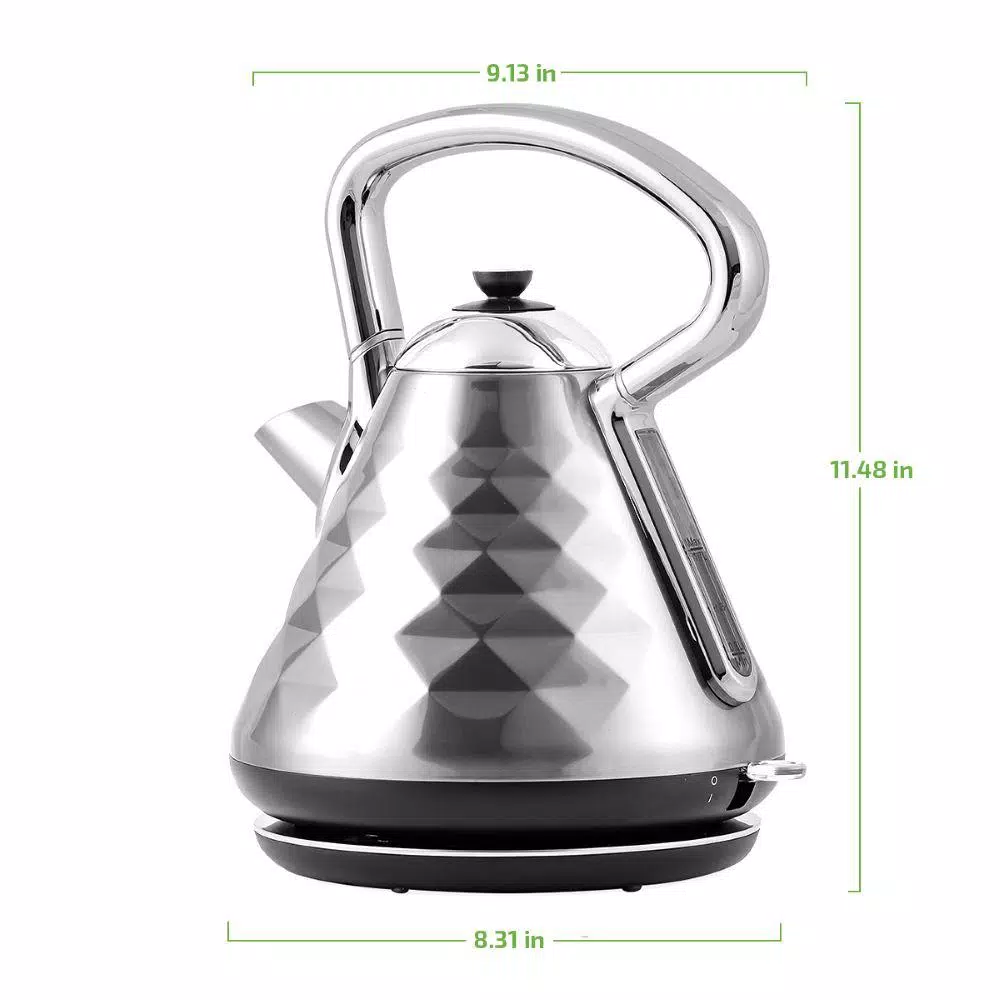 Electric Kettles Ovente 7.1-Cup Silver Electric Kettle With Boil-Dry Protection And Auto Shut-Off, Cleo Collection (KS755BR) 4 Electric Kettles Ovente 7.1-Cup Silver Electric Kettle With Boil-Dry Protection And Auto Shut-Off, Cleo Collection (KS755BR) - Image 2