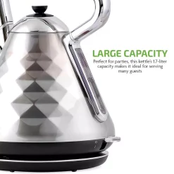 Electric Kettles Ovente 7.1-Cup Silver Electric Kettle With Boil-Dry Protection And Auto Shut-Off, Cleo Collection (KS755BR) 13 Electric Kettles Ovente 7.1-Cup Silver Electric Kettle With Boil-Dry Protection And Auto Shut-Off, Cleo Collection (KS755BR) -Costway Shop brushed ovente electric kettles ks755br c3 1000