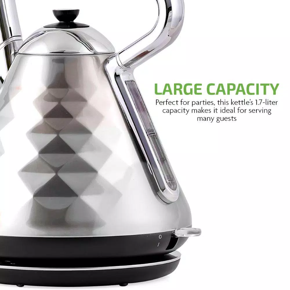 Electric Kettles Ovente 7.1-Cup Silver Electric Kettle With Boil-Dry Protection And Auto Shut-Off, Cleo Collection (KS755BR) 5 Electric Kettles Ovente 7.1-Cup Silver Electric Kettle With Boil-Dry Protection And Auto Shut-Off, Cleo Collection (KS755BR) - Image 3