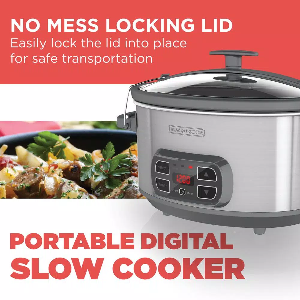 BLACK+DECKER 7 Qt. Brushed Stainless Steel Programmable Slow Cooker Cookers BLACK+DECKER 7 Qt. Brushed Stainless Steel Programmable Slow Cooker -Costway Shop brushed stainless steel black decker slow cookers scd1007 31 1000
