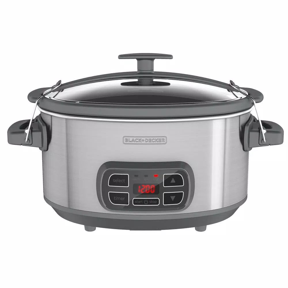 BLACK+DECKER 7 Qt. Brushed Stainless Steel Programmable Slow Cooker Cookers BLACK+DECKER 7 Qt. Brushed Stainless Steel Programmable Slow Cooker -Costway Shop brushed stainless steel black decker slow cookers scd1007 64 1000