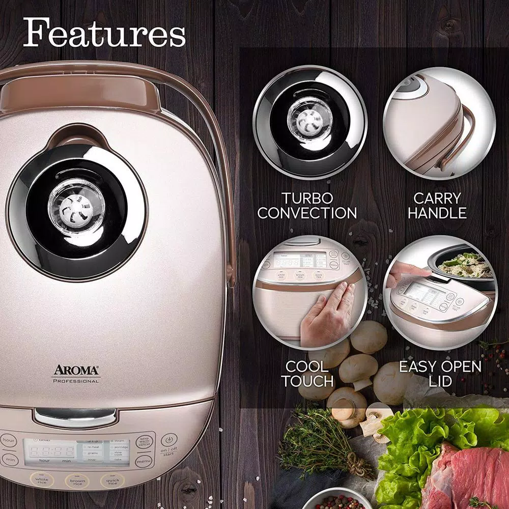 Cookers AROMA 4 Qt. Champagne Electric Multi-Cooker With Ceramic Pot 4 Cookers AROMA 4 Qt. Champagne Electric Multi-Cooker With Ceramic Pot - Image 2