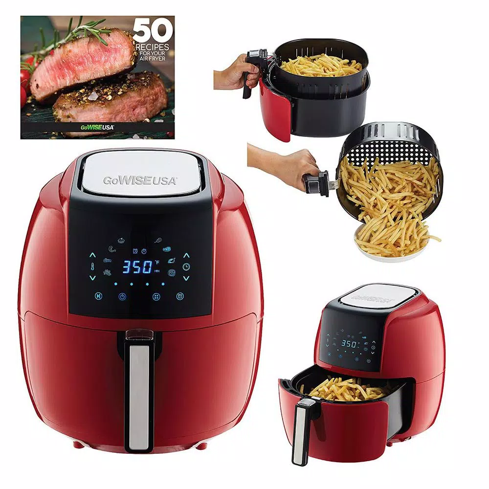GoWISE USA 8-in-1 5.8 Qt. Chili Red Electric Air Fryer with Recipe Book Air Fryers GoWISE USA 8-in-1 5.8 Qt. Chili Red Electric Air Fryer With Recipe Book -Costway Shop chili red gowise usa air fryers gw22745 1f 1000