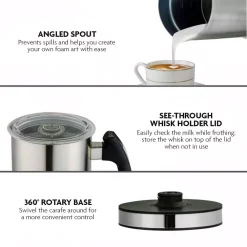 Coffee Makers Ovente 1.25-Cup Chrome Electric Double Wall Stainless Steel Milk Frother, Frothing & Heating Whisks, Espresso Machine Latte -Costway Shop chrome ovente espresso machines fr4810ch 1f 1000