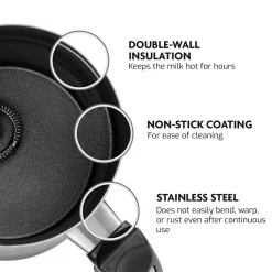 Coffee Makers Ovente 1.25-Cup Chrome Electric Double Wall Stainless Steel Milk Frother, Frothing & Heating Whisks, Espresso Machine Latte -Costway Shop chrome ovente espresso machines fr4810ch 44 1000