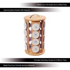 Coffee Makers Classic Cuisine 30-Count Bamboo Coffee Pod Carousel -Costway Shop classic cuisine coffee accessories hw0500062 4f 1000