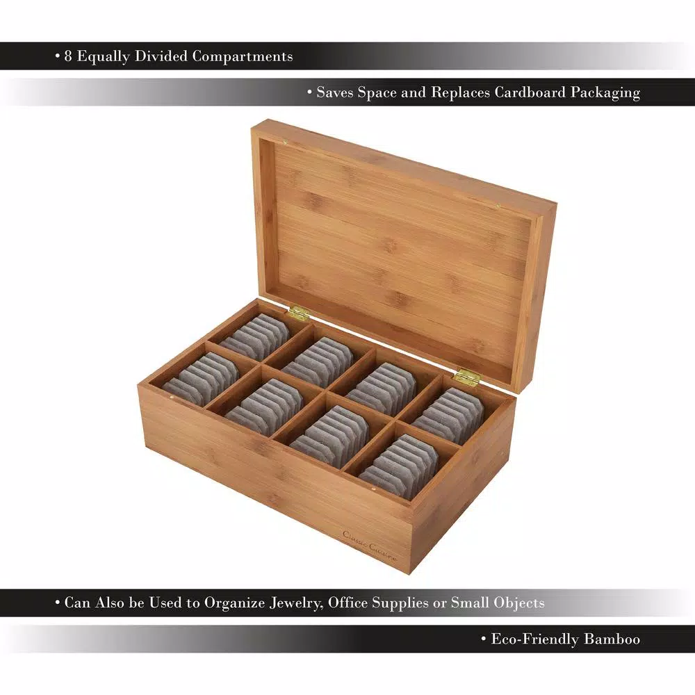 Coffee Makers Classic Cuisine 8-Compartment Bamboo Tea Box Storage Organizer 5 Coffee Makers Classic Cuisine 8-Compartment Bamboo Tea Box Storage Organizer - Image 3