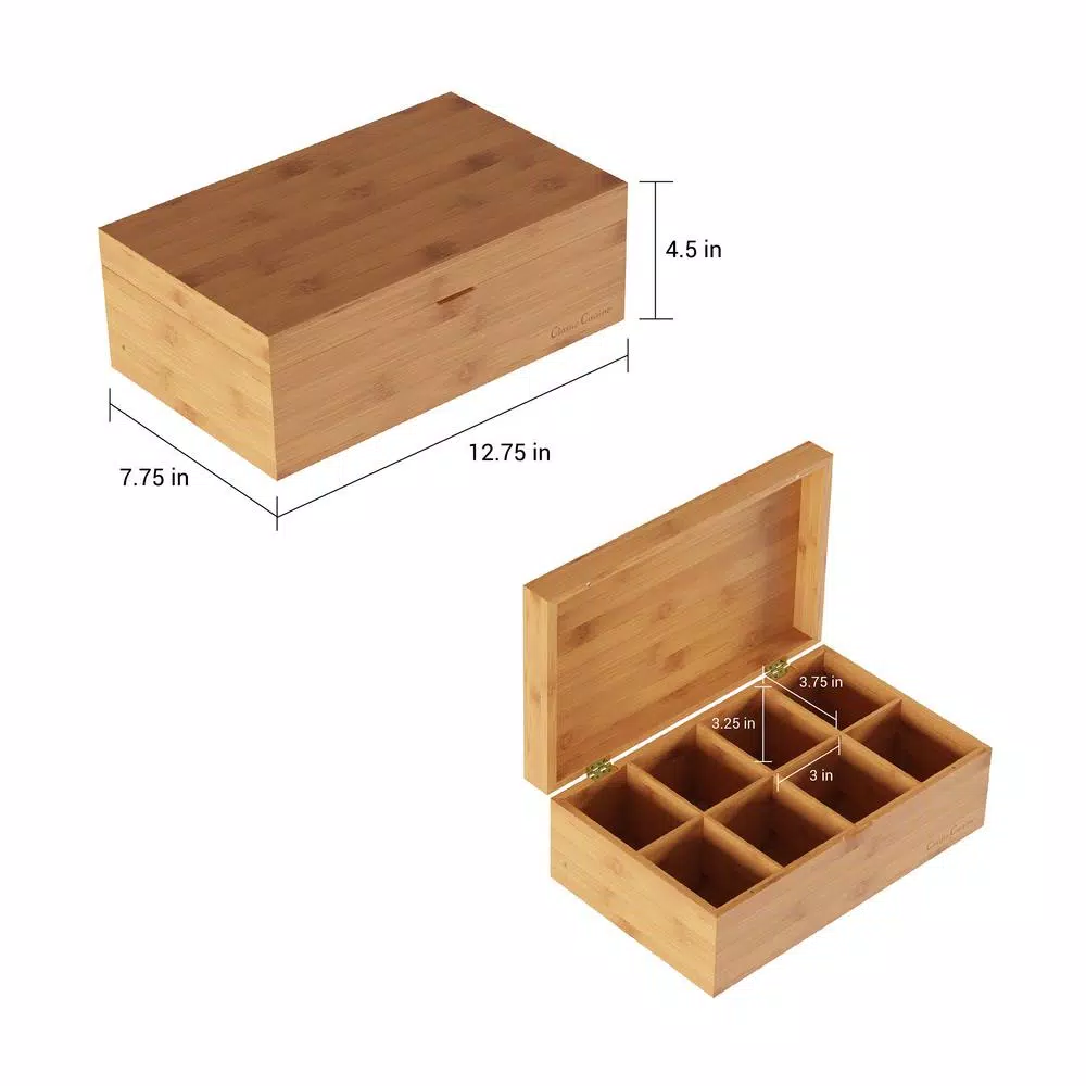 Coffee Makers Classic Cuisine 8-Compartment Bamboo Tea Box Storage Organizer 4 Coffee Makers Classic Cuisine 8-Compartment Bamboo Tea Box Storage Organizer - Image 2