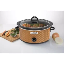 Cookers Brentwood Appliances Diamond 3.5 Qt. Brown Slow Cooker With Tempered Glass Lid -Costway Shop copper brentwood appliances slow cookers sc 136c 31 1000