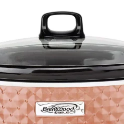 Cookers Brentwood Appliances Diamond 7 Qt. Copper Slow Cooker With Tempered Glass Lid 13 Cookers Brentwood Appliances Diamond 7 Qt. Copper Slow Cooker With Tempered Glass Lid -Costway Shop copper brentwood appliances slow cookers sc 157c 1f 1000