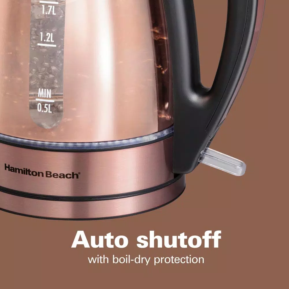 Hamilton Beach 7-Cup Copper Glass Cordless Electric Kettle Electric Kettles Hamilton Beach 7-Cup Copper Glass Cordless Electric Kettle -Costway Shop copper hamilton beach electric kettles 40876 4f 1000