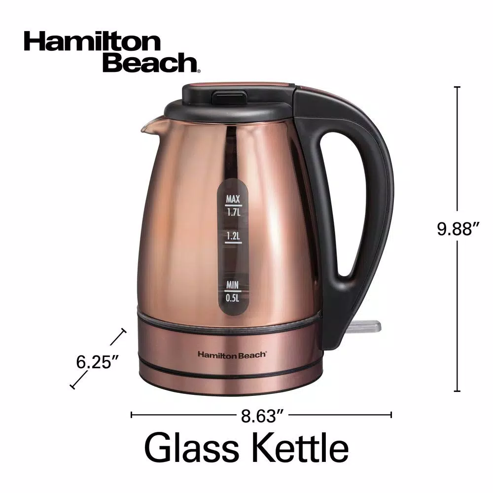 Hamilton Beach 7-Cup Copper Glass Cordless Electric Kettle Electric Kettles Hamilton Beach 7-Cup Copper Glass Cordless Electric Kettle -Costway Shop copper hamilton beach electric kettles 40876 66 1000