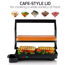 Electric Skillets & Indoor Grills Ovente Copper Electric Panini Press Grill, 2-Slice 1000-Watt Heating Plate, Drip Tray Included -Costway Shop copper ovente panini presses gp0620co fa 1000