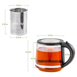 Electric Kettles Ovente 3.4-Cup Black Glass Tea Kettle With Tea Infuser For Loose-Leaf Tea, Compatible With KG612S (FGK27B) 4 Electric Kettles Ovente 3.4-Cup Black Glass Tea Kettle With Tea Infuser For Loose-Leaf Tea, Compatible With KG612S (FGK27B) -Costway Shop glass ovente electric kettles fgk27b 1d 1000