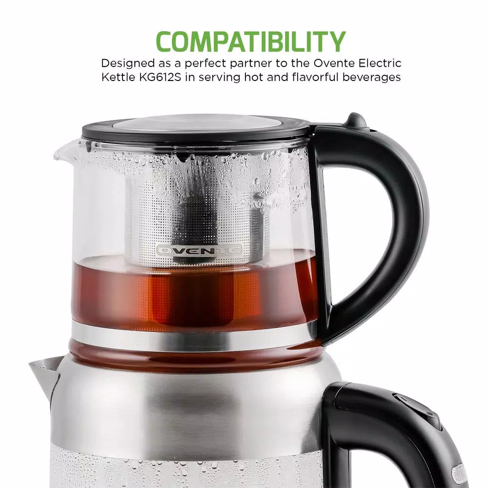 Ovente 3.4-Cup Black Glass Tea Kettle with Tea Infuser for Loose-Leaf Tea, Compatible with KG612S (FGK27B) Electric Kettles Ovente 3.4-Cup Black Glass Tea Kettle With Tea Infuser For Loose-Leaf Tea, Compatible With KG612S (FGK27B) -Costway Shop glass ovente electric kettles fgk27b 66 1000