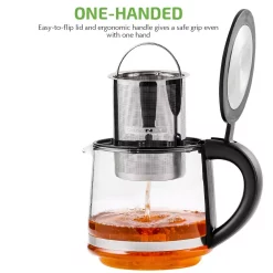 Electric Kettles Ovente 3.4-Cup Black Glass Tea Kettle With Tea Infuser For Loose-Leaf Tea, Compatible With KG612S (FGK27B) 10 Electric Kettles Ovente 3.4-Cup Black Glass Tea Kettle With Tea Infuser For Loose-Leaf Tea, Compatible With KG612S (FGK27B) -Costway Shop glass ovente electric kettles fgk27b fa 1000