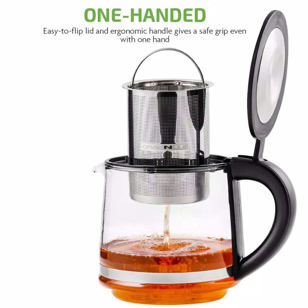 Ovente 3.4-Cup Black Glass Tea Kettle with Tea Infuser for Loose-Leaf Tea, Compatible with KG612S (FGK27B) Electric Kettles Ovente 3.4-Cup Black Glass Tea Kettle With Tea Infuser For Loose-Leaf Tea, Compatible With KG612S (FGK27B) -Costway Shop glass ovente electric kettles fgk27b fa 1000