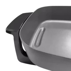 Electric Skillets & Indoor Grills West Bend 12 In. Gray Immersible Square Electric Skillet With Grease Channel And Tilt Leg -Costway Shop gray west bend electric skillets 72216 1f 1000