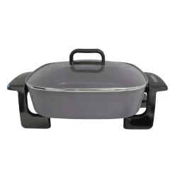 Electric Skillets & Indoor Grills West Bend 12 In. Gray Immersible Square Electric Skillet With Grease Channel And Tilt Leg -Costway Shop gray west bend electric skillets 72216 4f 1000