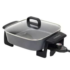 Electric Skillets & Indoor Grills West Bend 12 In. Gray Immersible Square Electric Skillet With Grease Channel And Tilt Leg