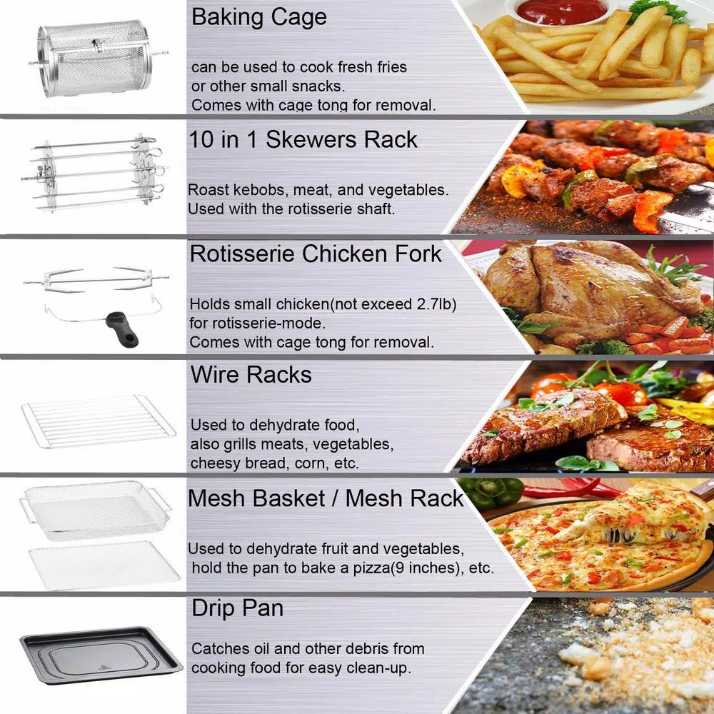 Boyel Living 13 Qt. Gray Stainless Steel Air Fryer Oven with Rotisserie and Dehydrator, 8 Cooking Accessories Kits Air Fryers Boyel Living 13 Qt. Gray Stainless Steel Air Fryer Oven With Rotisserie And Dehydrator, 8 Cooking Accessories Kits -Costway Shop grey boyel living air fryers gbk gaf12 76 1000