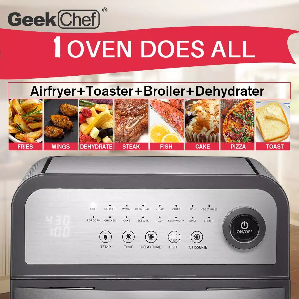 Boyel Living 13 Qt. Gray Stainless Steel Air Fryer Oven with Rotisserie and Dehydrator, 8 Cooking Accessories Kits Air Fryers Boyel Living 13 Qt. Gray Stainless Steel Air Fryer Oven With Rotisserie And Dehydrator, 8 Cooking Accessories Kits -Costway Shop grey boyel living air fryers gbk gaf12 fa 1000