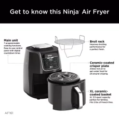 Air Fryers NINJA 5.5 Qt. Grey XL Ninja Air Fryer Max 5 Air Fryers NINJA 5.5 Qt. Grey XL Ninja Air Fryer Max -Costway Shop grey ninja air fryers af161 1f 1000