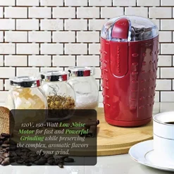 Coffee Makers Ovente 2.5 Oz. Maroon One-Touch Electric Coffee Grinder With Transparent Easy Open Lid And Stainless Steel Blades 11 Coffee Makers Ovente 2.5 Oz. Maroon One-Touch Electric Coffee Grinder With Transparent Easy Open Lid And Stainless Steel Blades -Costway Shop maroon ovente coffee grinders cg225m 31 1000