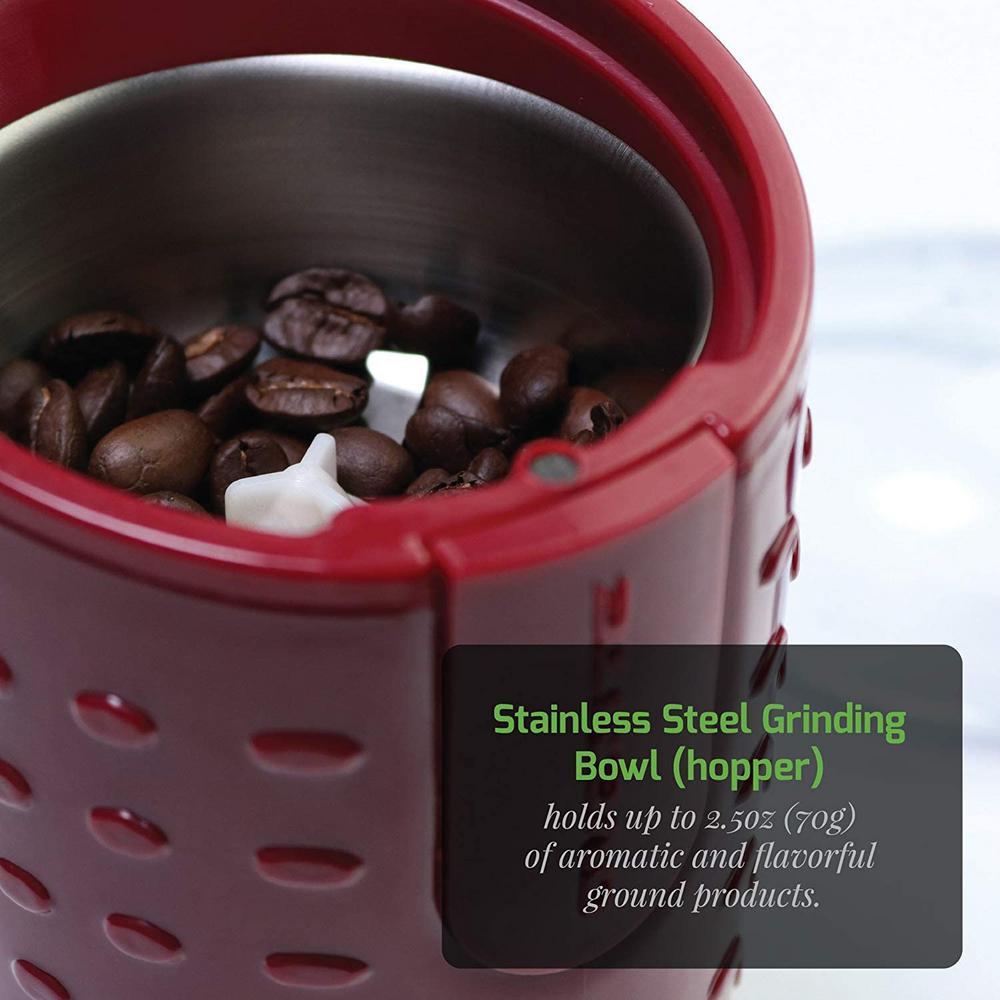 Ovente 2.5 oz. Maroon One-Touch Electric Coffee Grinder with Transparent Easy Open Lid and Stainless Steel Blades Coffee Makers Ovente 2.5 Oz. Maroon One-Touch Electric Coffee Grinder With Transparent Easy Open Lid And Stainless Steel Blades -Costway Shop maroon ovente coffee grinders cg225m d4 1000