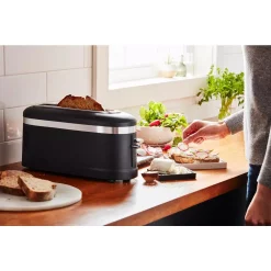 Toasters KitchenAid 2-Slice Matte Black Long Slot Toaster With High-Lift Lever -Costway Shop matte black kitchenaid pop up toasters kmt3115bm 4f 1000