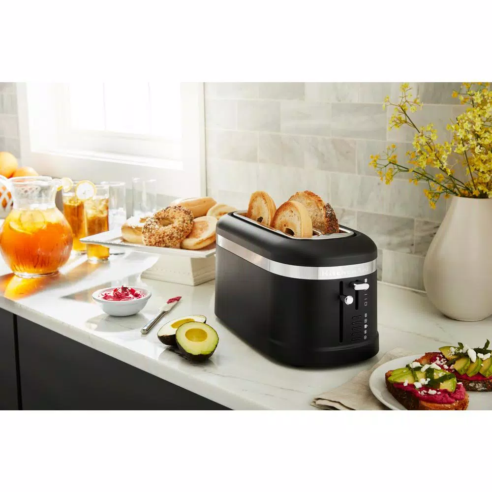 KitchenAid 4-Slice Matte Black Long Slot Toaster with High-Lift Lever Toasters KitchenAid 4-Slice Matte Black Long Slot Toaster With High-Lift Lever -Costway Shop matte black kitchenaid pop up toasters kmt5115bm c3 1000
