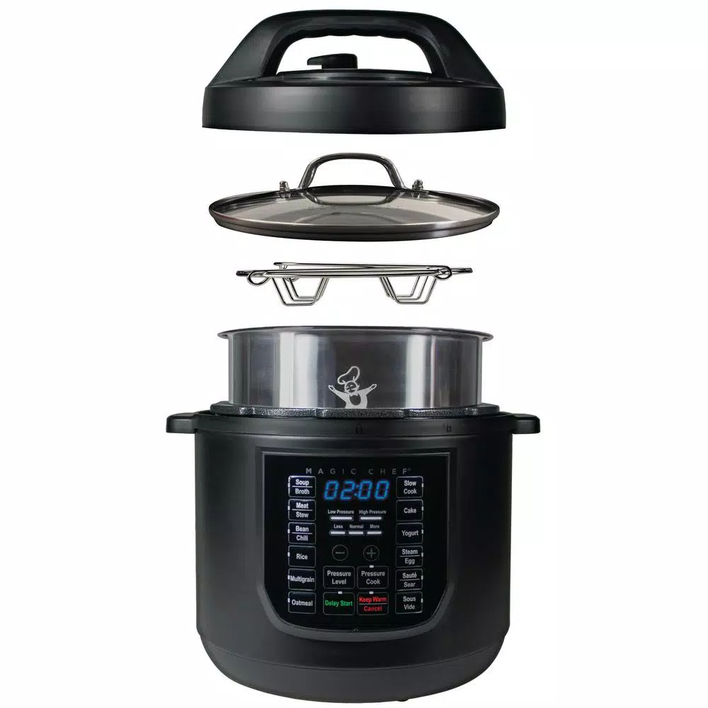 Magic Chef 9-in-1 6 Qt. Matte Black Electric Multi-Cooker with Recipe Book Cookers Magic Chef 9-in-1 6 Qt. Matte Black Electric Multi-Cooker With Recipe Book -Costway Shop matte black magic chef multi cookers mcsmc6b c3 1000