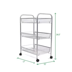 Coffee Makers Mind Reader Roll 3-Shelf Rolling Silver Metal Mesh Coffee Cart -Costway Shop mind reader coffee accessories 3tbathcart sil fa 1000