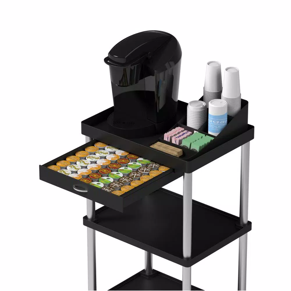 Coffee Makers Mind Reader 3-Tier 7-Compartment Rolling Black Coffee Cart 9 Coffee Makers Mind Reader 3-Tier 7-Compartment Rolling Black Coffee Cart - Image 7