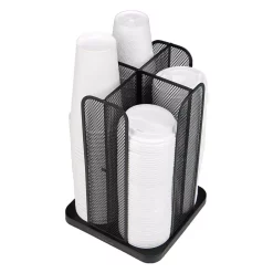 Coffee Makers Mind Reader Cup And Lid Carousel Holder Organizer, Cup Dispenser Black Metal Mesh -Costway Shop mind reader coffee accessories cdispmesh blk 1f 1000