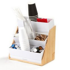 Coffee Makers Mind Reader 9-Compartment White Condiment Organizer With Wood Base 5 Coffee Makers Mind Reader 9-Compartment White Condiment Organizer With Wood Base -Costway Shop mind reader coffee accessories comp9wd wht 1f 1000
