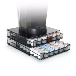 Coffee Makers Mind Reader Mind Reader ‘ Jumbo ‘ 72 Capacity Metal Mesh Stacked Double Coffee Pod Drawer, Black 4 Coffee Makers Mind Reader Mind Reader ‘ Jumbo ‘ 72 Capacity Metal Mesh Stacked Double Coffee Pod Drawer, Black -Costway Shop mind reader coffee accessories dbtrymesh blk 4f 1000