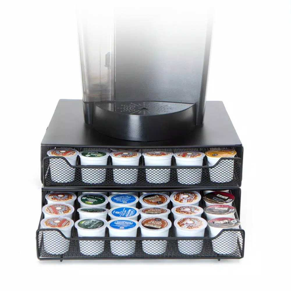 Mind Reader Mind Reader ‘ Jumbo ‘ 72 Capacity Metal Mesh Stacked Double Coffee Pod Drawer, Black Coffee Makers Mind Reader Mind Reader ‘ Jumbo ‘ 72 Capacity Metal Mesh Stacked Double Coffee Pod Drawer, Black -Costway Shop mind reader coffee accessories dbtrymesh blk 64 1000