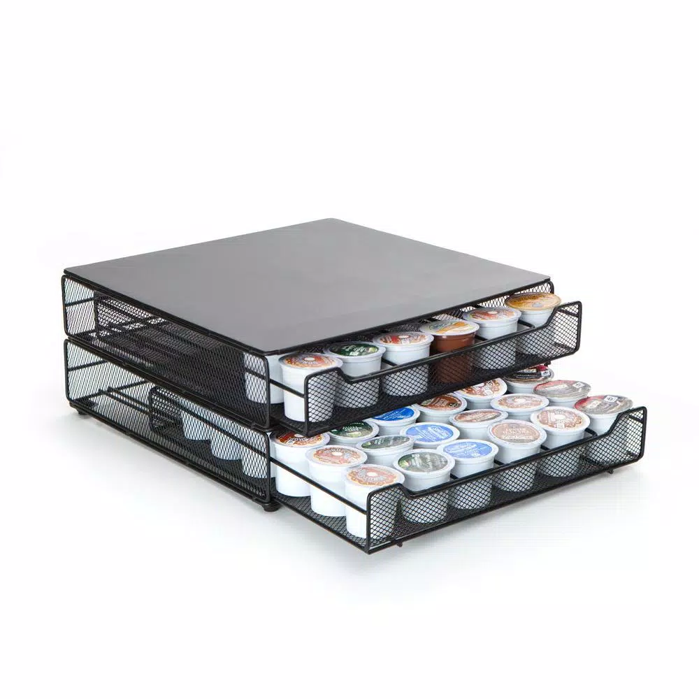 Mind Reader Mind Reader ‘ Jumbo ‘ 72 Capacity Metal Mesh Stacked Double Coffee Pod Drawer, Black Coffee Makers Mind Reader Mind Reader ‘ Jumbo ‘ 72 Capacity Metal Mesh Stacked Double Coffee Pod Drawer, Black -Costway Shop mind reader coffee accessories dbtrymesh blk c3 1000
