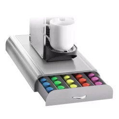 Coffee Makers Mind Reader Anchor 50-Capacity Silver Nespresso Coffee Capsule Drawer -Costway Shop mind reader coffee accessories nest3pc gry 76 1000
