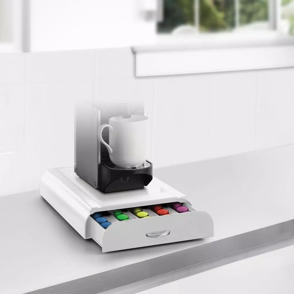 Mind Reader Anchor 50-Capacity White Nespresso Coffee Capsule Drawer Coffee Makers Mind Reader Anchor 50-Capacity White Nespresso Coffee Capsule Drawer -Costway Shop mind reader coffee accessories nest3pc wht c3 1000