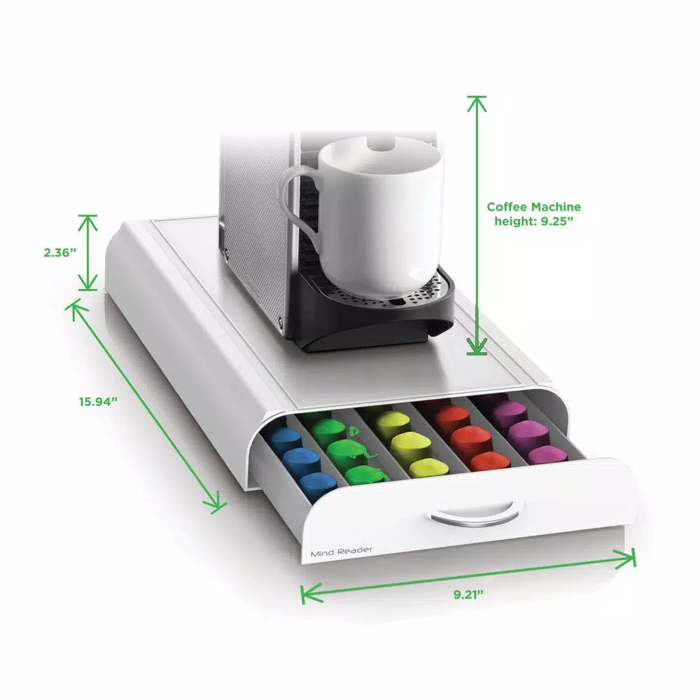 Mind Reader Anchor 50-Capacity White Nespresso Coffee Capsule Drawer Coffee Makers Mind Reader Anchor 50-Capacity White Nespresso Coffee Capsule Drawer -Costway Shop mind reader coffee accessories nest3pc wht fa 1000