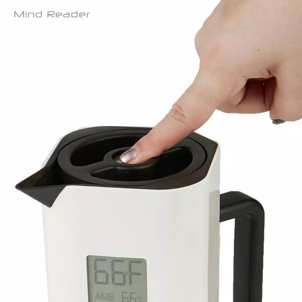 Mind Reader White 4-Cup Double Wall Thermal Coffee Carafe with Temperature Display Coffee Makers Mind Reader White 4-Cup Double Wall Thermal Coffee Carafe With Temperature Display -Costway Shop mind reader coffee carafes tempitch wht 1f 1000