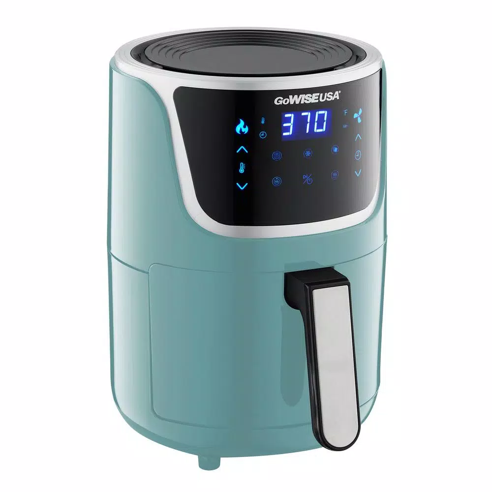 GoWISE USA 1. 7- qt. , 2.0 qt. Max Mint/Silver Electric Mini Air Fryer with Digital Touchscreen + Recipe Book Air Fryers GoWISE USA 1. 7- Qt. , 2.0 Qt. Max Mint/Silver Electric Mini Air Fryer With Digital Touchscreen + Recipe Book -Costway Shop mint silver gowise usa air fryers gw22974 44 1000