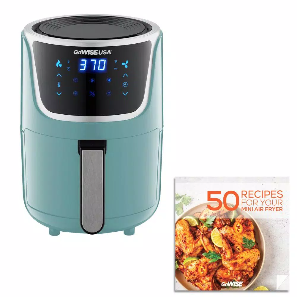 GoWISE USA 1. 7- qt. , 2.0 qt. Max Mint/Silver Electric Mini Air Fryer with Digital Touchscreen + Recipe Book Air Fryers GoWISE USA 1. 7- Qt. , 2.0 Qt. Max Mint/Silver Electric Mini Air Fryer With Digital Touchscreen + Recipe Book -Costway Shop mint silver gowise usa air fryers gw22974 64 1000