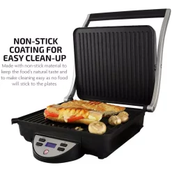 Electric Skillets & Indoor Grills Ovente GP1000BR 1500 W Brushed Nickel Non-Stick Panini Press -Costway Shop nickel brushed ovente panini presses gp1000br 44 1000