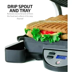 Electric Skillets & Indoor Grills Ovente GP1000BR 1500 W Brushed Nickel Non-Stick Panini Press -Costway Shop nickel brushed ovente panini presses gp1000br 4f 1000