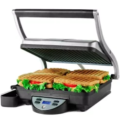 Electric Skillets & Indoor Grills Ovente GP1000BR 1500 W Brushed Nickel Non-Stick Panini Press